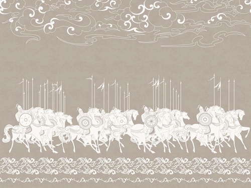 в детскую комнату, всадники, воины, бежевые