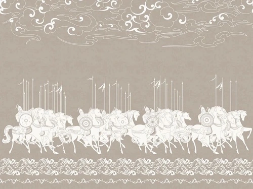 в детскую комнату, всадники, воины, бежевые