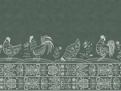 в загородный дом, в детскую комнату, курочки, темно-зеленая