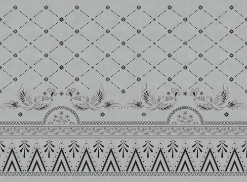 в загородный дом, птицы, орнамент, серая