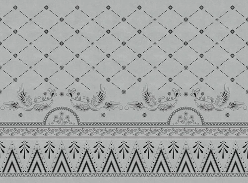 в загородный дом, птицы, орнамент, серая