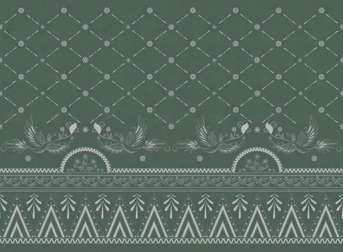 в загородный дом, птицы, орнамент, темно зеленая