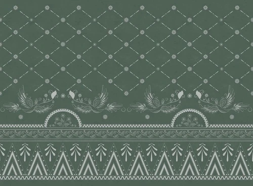 в загородный дом, птицы, орнамент, темно зеленая