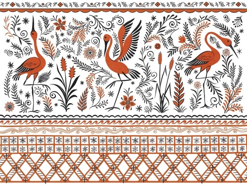 в детскую комнату, в загородный дом, журавли, красная