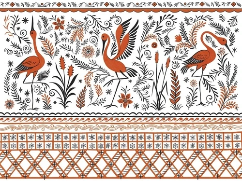 в детскую комнату, в загородный дом, журавли, красная