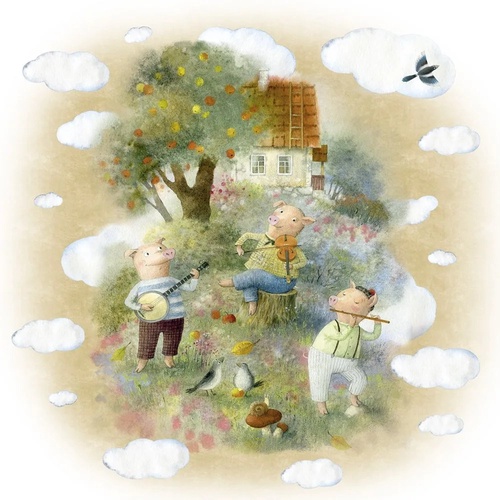 в детскую комнату, три поросенка, бежевая