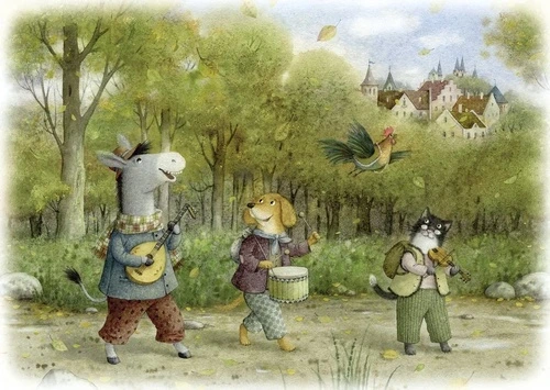 в детскую комнату, бременские музыканты, зеленая