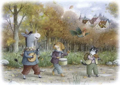 в детскую комнату, бременские музыканты, коричневая