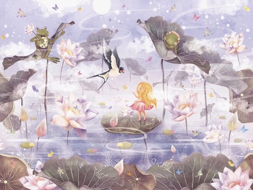 в детскую комнату, дюймовочка, сиреневая