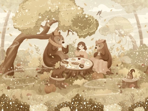 в детскую комнату, маша и медведи, бежевые