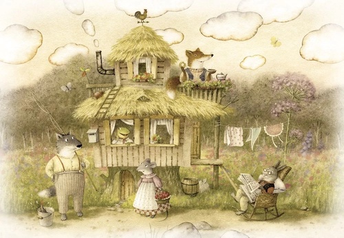 в детскую комнату, теремок, бежевые