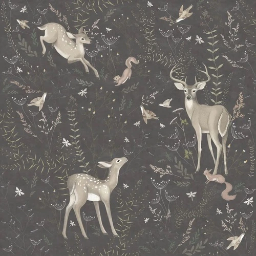 в детскую комнату, на темном фоне, олень, оленята