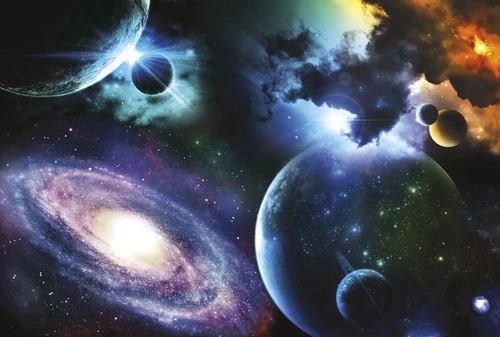 в детскую комнату, космос, сиренево-синяя