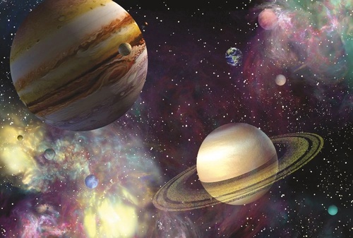 в детскую комнату, космос, желто-сиреневая