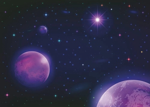 в детскую комнату, космос, фиолетовая