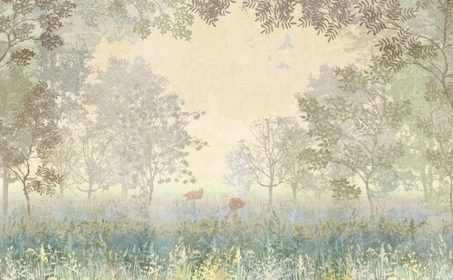 пейзаж, лес, зеленый пейзаж, фламинго