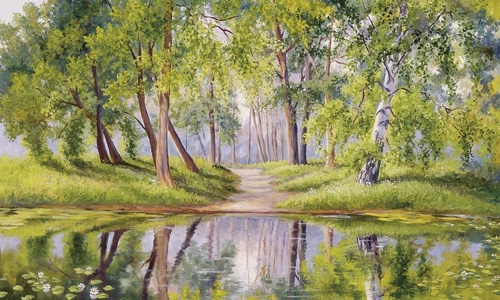 пейзаж, лес, озеро