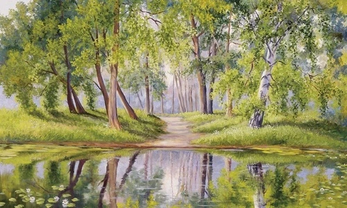 пейзаж, лес, озеро