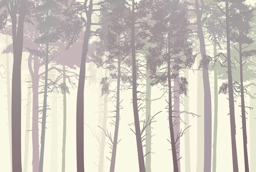 пейзаж, деревья, бежевые, стволы