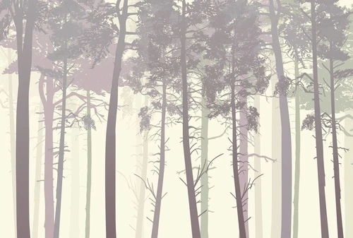 пейзаж, деревья, бежевые, стволы