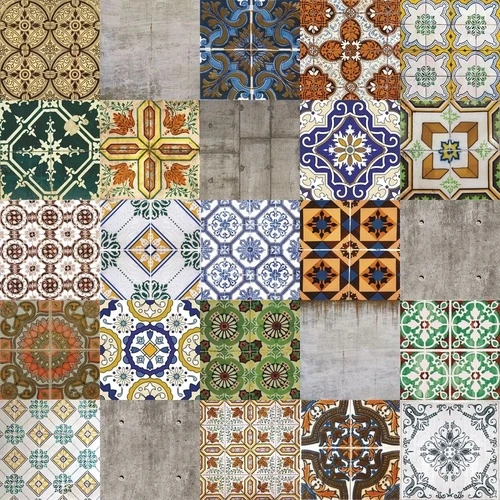 лофт, изразцы, узор, разноцветные