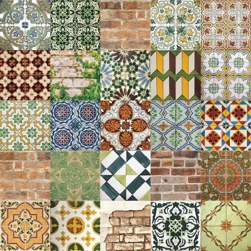 лофт, изразцы, узоры, цветные