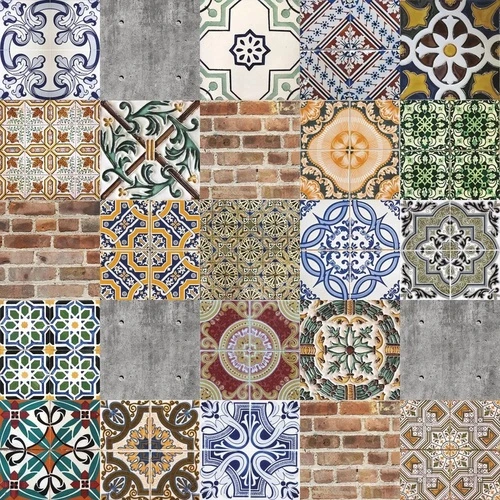 лофт, изразцы, узоры, пестрые