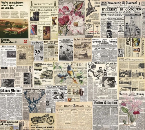 лофт, старые газеты, пожелтевшие газеты