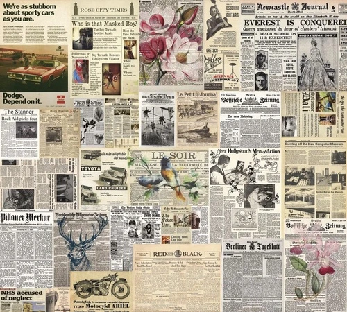 лофт, старые газеты, пожелтевшие газеты