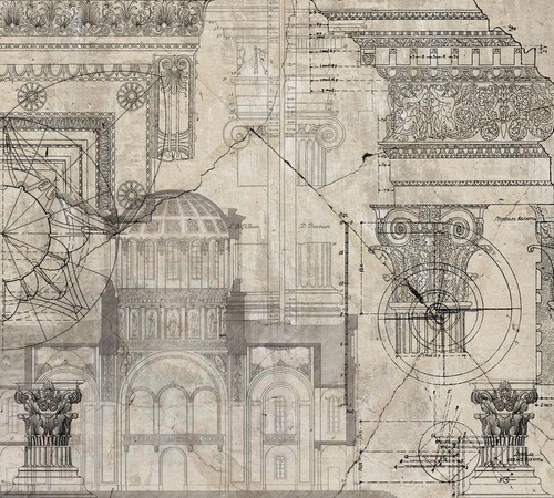 лофт, бежевые, архитектура, колонны