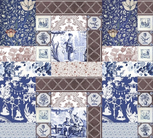 лофт, коричнево-синяя, узор, гжель