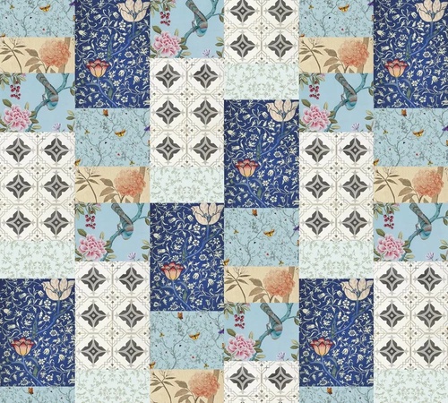 лофт, лоскуты, сине-голубая