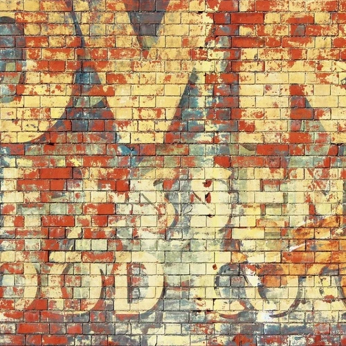 лофт, графика, желто-красная, кирпичная стена