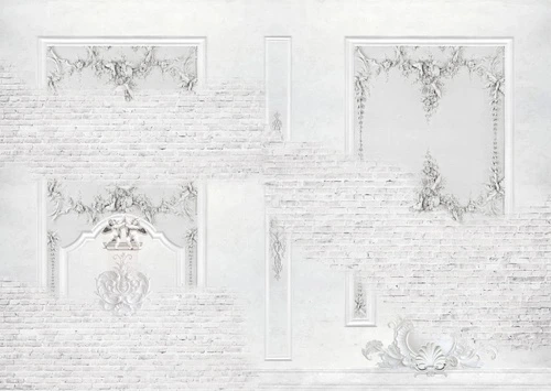 лофт, кирпичная стена, белая, узоры