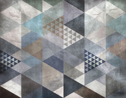 лофт, треугольники, черно-серая, бирюзово-синяя