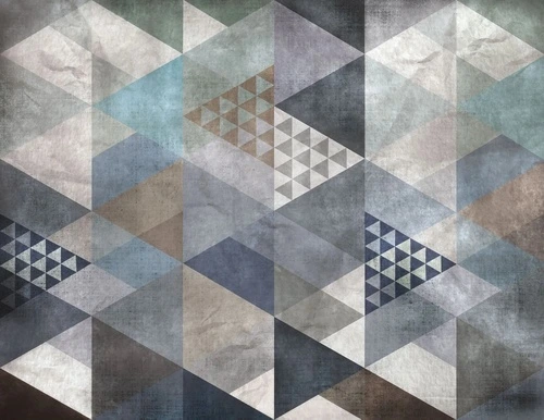 лофт, треугольники, черно-серая, бирюзово-синяя