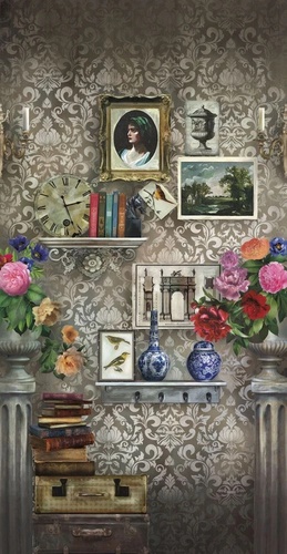 лофт, фотографии, цветы, лица, вазы гжель