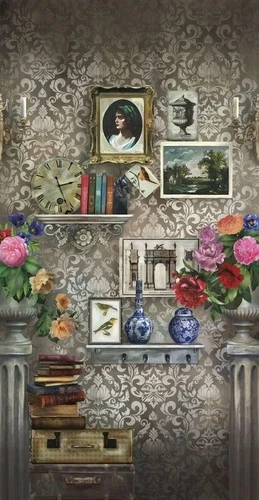 лофт, фотографии, цветы, лица, вазы гжель