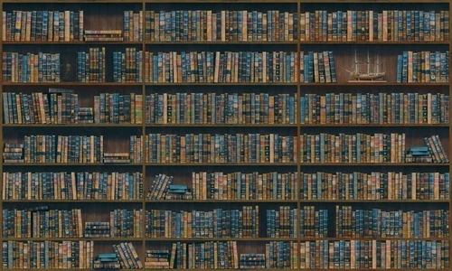 лофт, книжные полки, синий