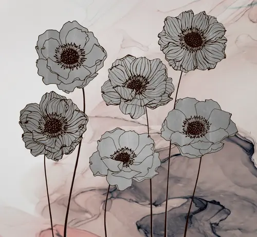 цветы, акварель, мрамор, минимализм, современный