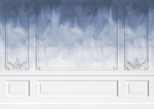 лофт, флюид, градиент, бело-синяя, черная графика