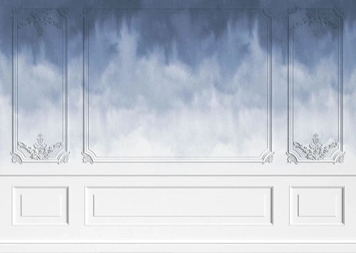 лофт, флюид, градиент, бело-синяя, черная графика