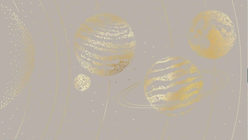 графика, планеты, с золотом, золотая, золотые линии, бежево-серая