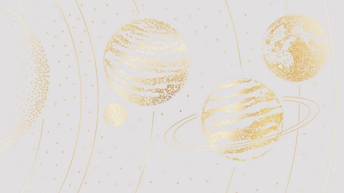 графика, планеты, с золотом, золотая, золотые линии, светло серая