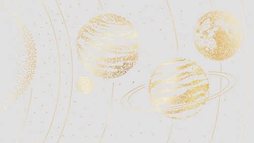графика, планеты, с золотом, золотая, золотые линии, светло серая