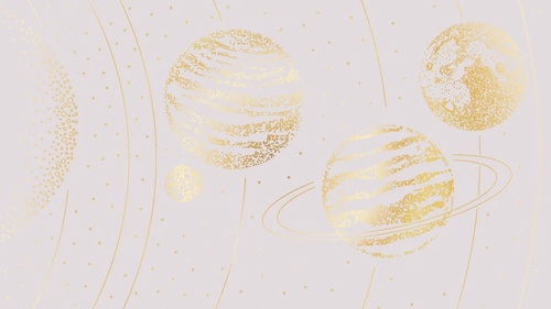 графика, планеты, золотые линии, с золотом, розово-серая