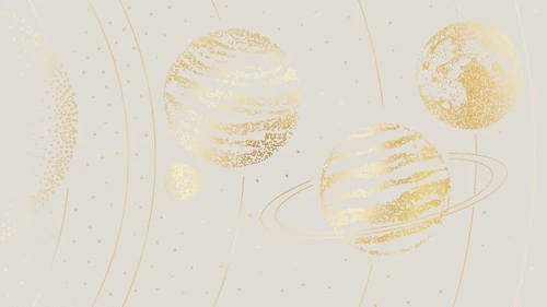 графика, планеты, золотые линии, с золотом, серая, бежевая