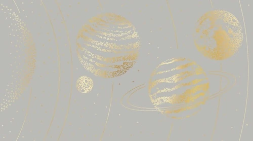 графика, планеты, золотые линии, с золотом, бежево-серая, серо-бежевая