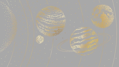 графика, планеты, золотые линии, с золотом, темно серая