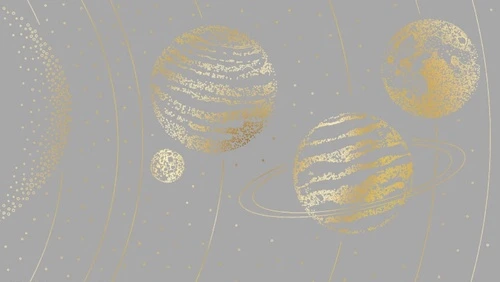 графика, планеты, золотые линии, с золотом, темно серая